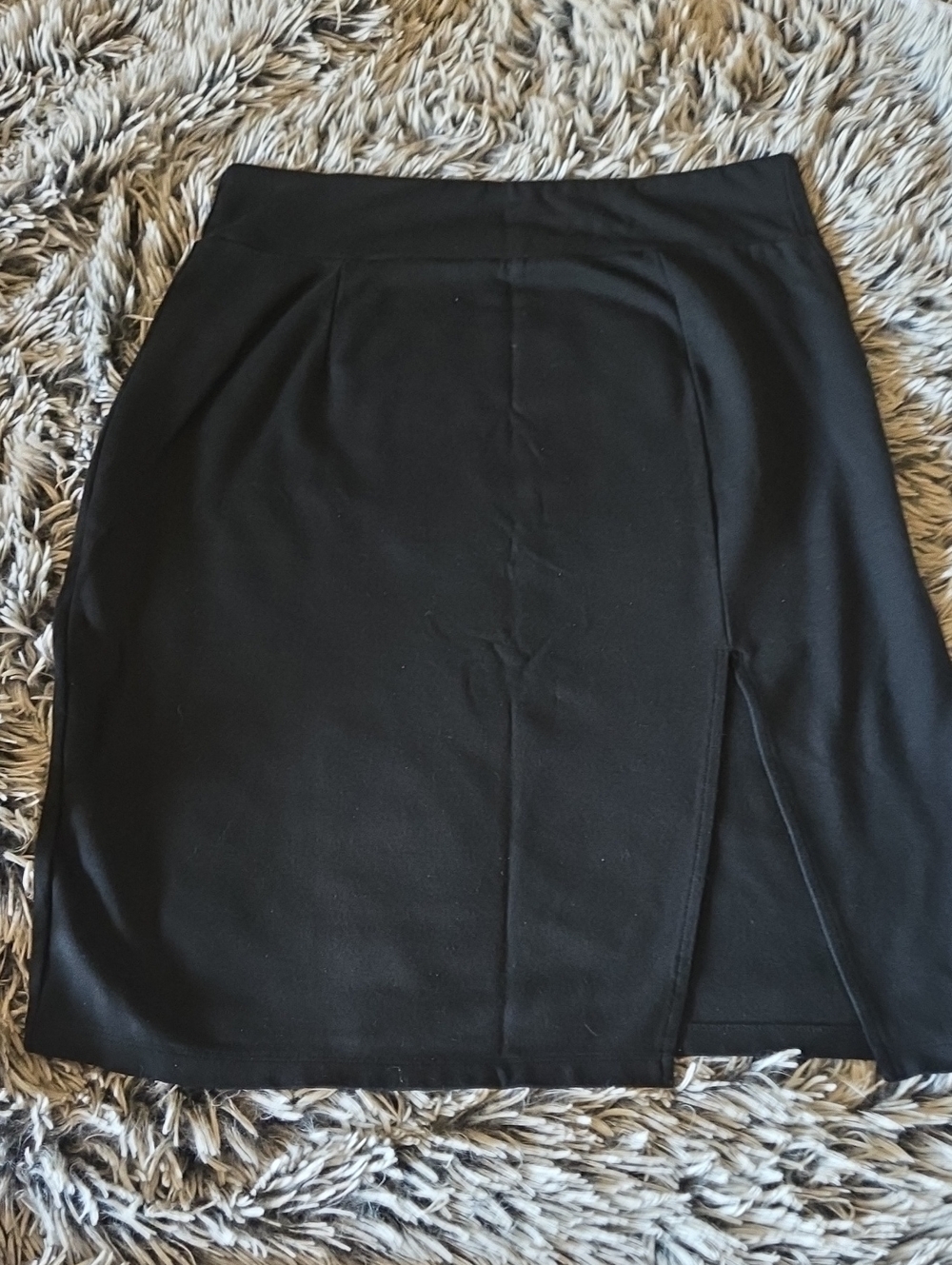 XL VENUS Black Pencil Skirt with Front Slit